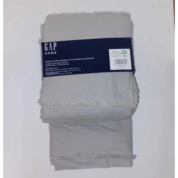 GAP Home Chenile Stripe Organic Cotton Window Curtain Pair - 48 in W X 95 in L - Picture 2 of 2